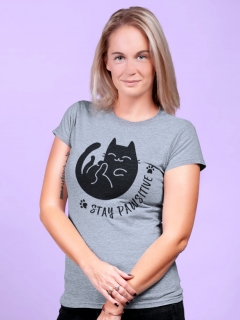 TRICOU STAY PAWSITIVE GRI