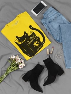 TRICOU WORLD DOMINATION FOR CATS GALBEN DETALIU