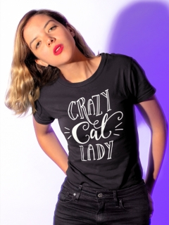 TRICOU CRAZY CAT LADY NEGRU V3