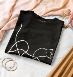 TRICOU CU PISICA ONE LINE DETALIU