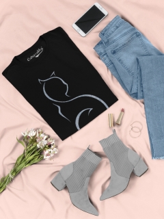 TRICOU CU PISICA SOFISTICATA GLITTER DETALIU
