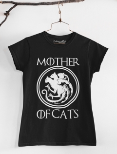 TRICOU CU PISICI MOTHER OF CATS NEGRU V2 DETALIU