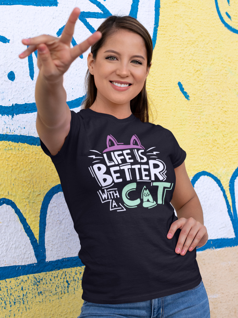 Tricou cu Pisici Life is Better With A Cat