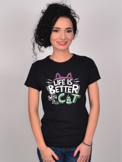 TRICOU PISICI LIFE IS BETTER WITH A CAT