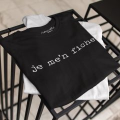 TRICOU NEGRU CU MESAJ JE MEN FICHE DETALIU