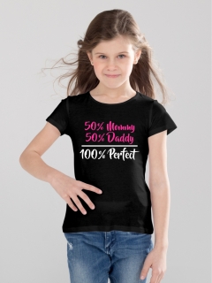 TRICOU COPII CU MESAJ 50 MOMMY 50 DADDY NEGRU