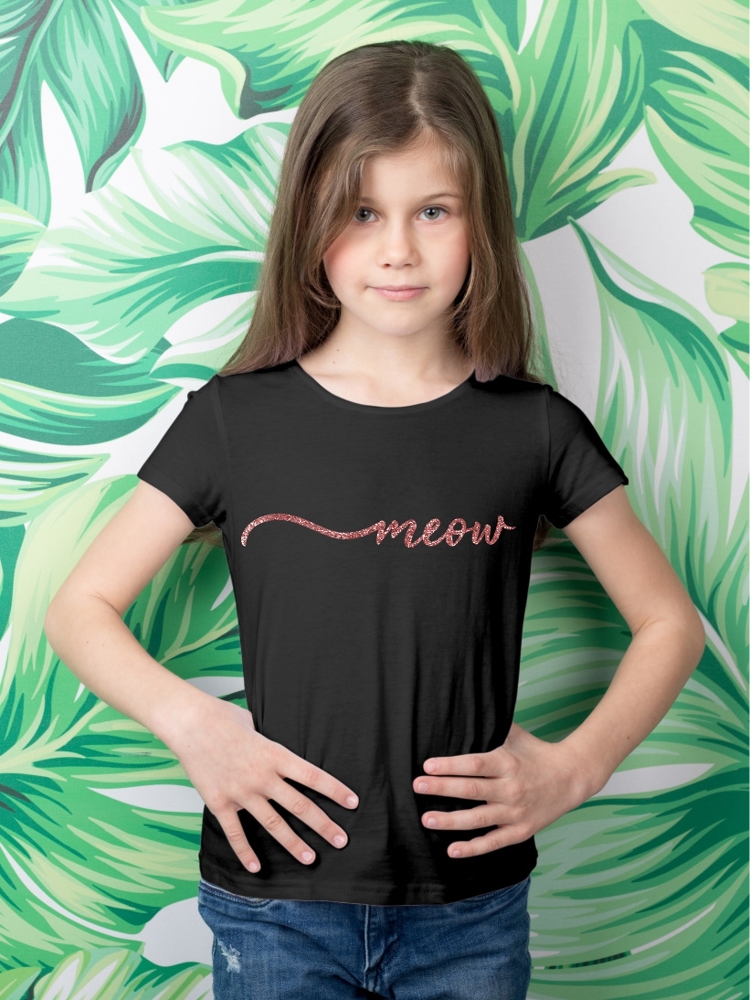 Tricou Copii Meow Glitter Rose Gold