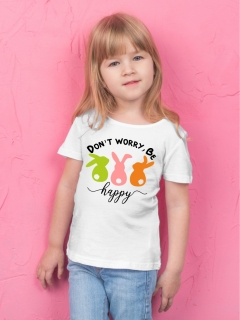 TRICOU COPII DONT WORRY BE HAPPY NEGRU ALB