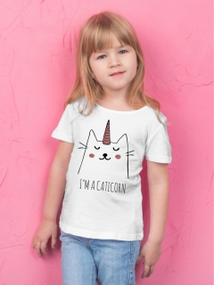 TRICOU COPII IM A CATICORN ALB