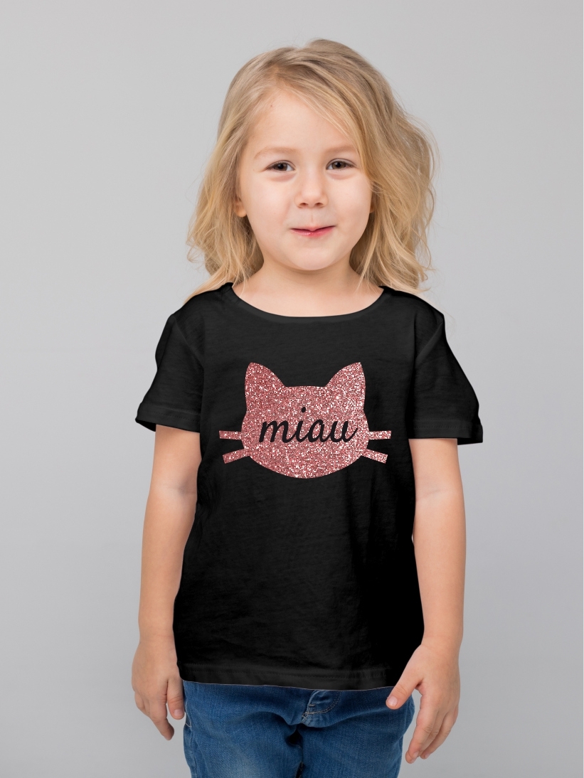 Tricou Copii Miau Glitter Rose Gold