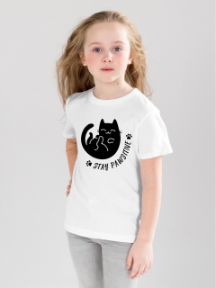 TRICOU COPII STAY PAWSITIVE ALB