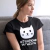 TRICOU FEMEI STAY HOME WITH CATS NEGRU