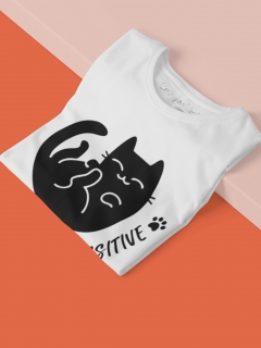 TRICOU STAY PAWSITIVE ALB DETALIU