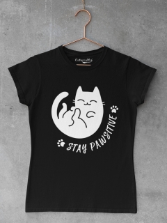TRICOU STAY PAWSITIVE NEGRU DETALIU 2