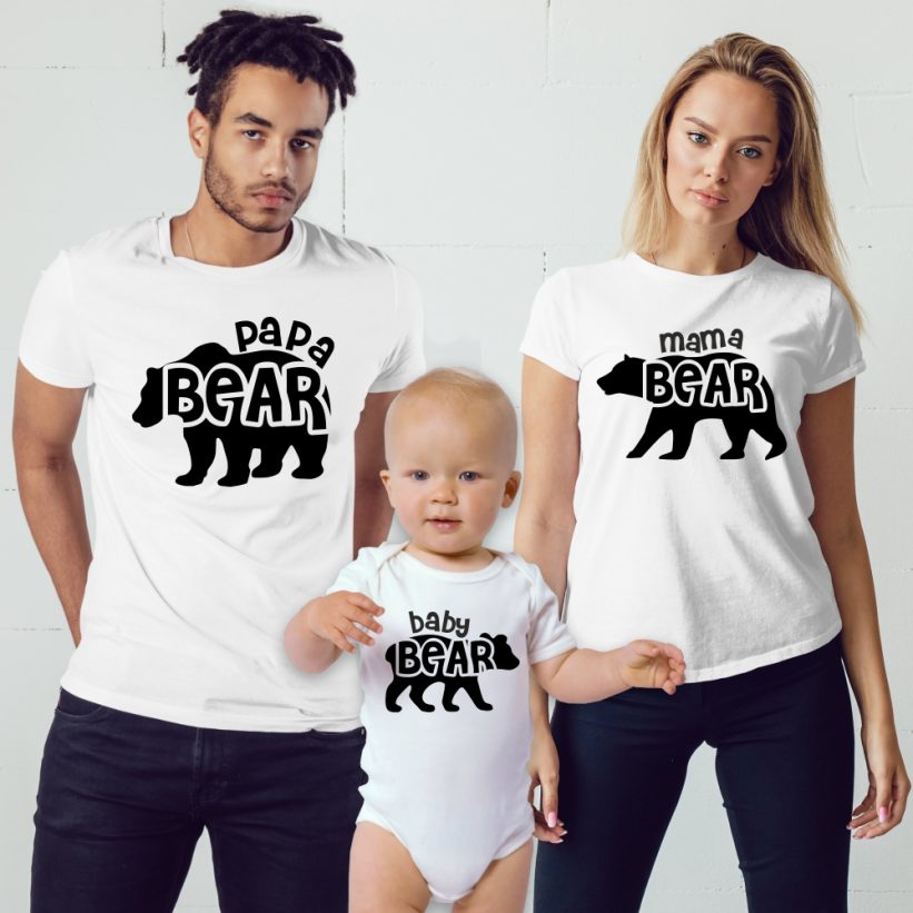 Set Tricouri Familie Mama Bear - Papa Bear