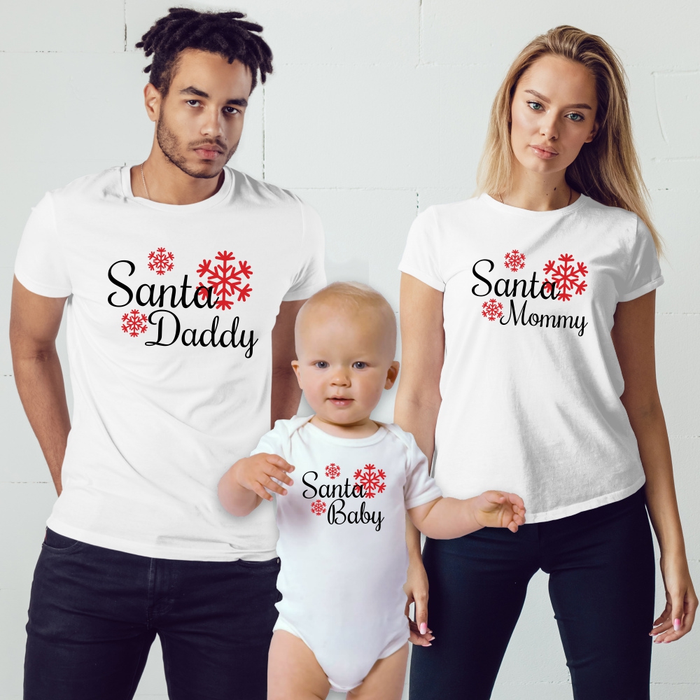 SET TRICOURI FAMILIE SANTA DADDY MOMMY AND SANTA BABY