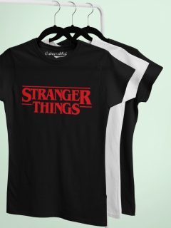 TRICOU NEGRU STRANGER THINGS ROSU DETALIU 2