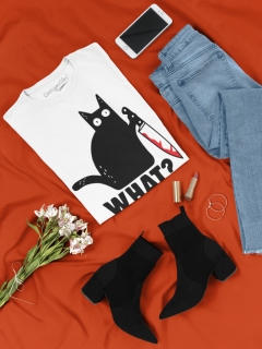 TRICOU WHAT CUTIT ALB DETALIU