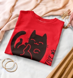 TRICOU STAY PAWSITIVE ROSU DETALIU