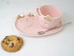 CANA PISICA CU FARFURIE ROZ DETALIU