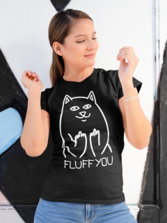 TRICOU CU PISICI FLUFF YOU NEGRU