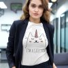 TRICOU CU PISICI IM A CATICORN ALB