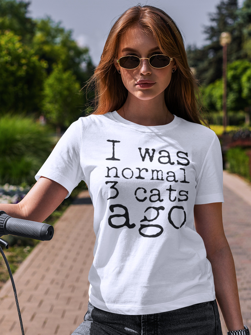 Tricou Alb I Was Normal 3 Cats Ago