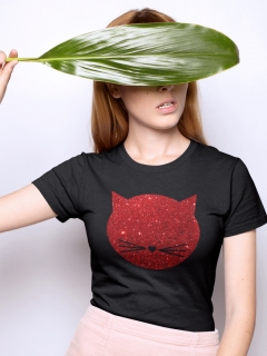 TRICOU MEOW GLITTER ROSU