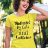 TRICOU MOTIVATED BY CATS AND CAFFEINE GALBEN