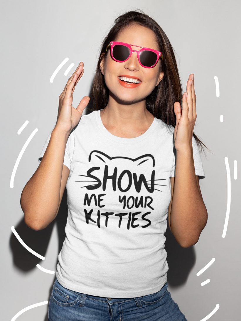 Tricou Alb Show Me Your Kitties