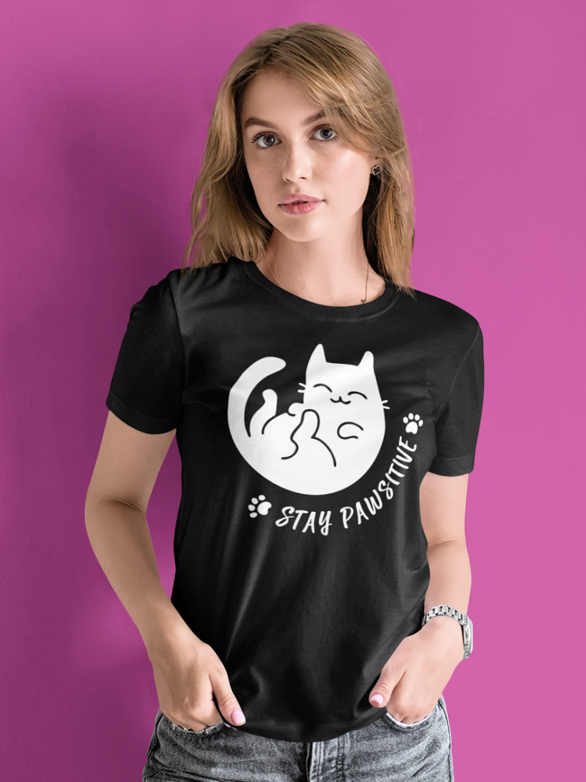 TRICOU STAY PAWSITIVE NEGRU