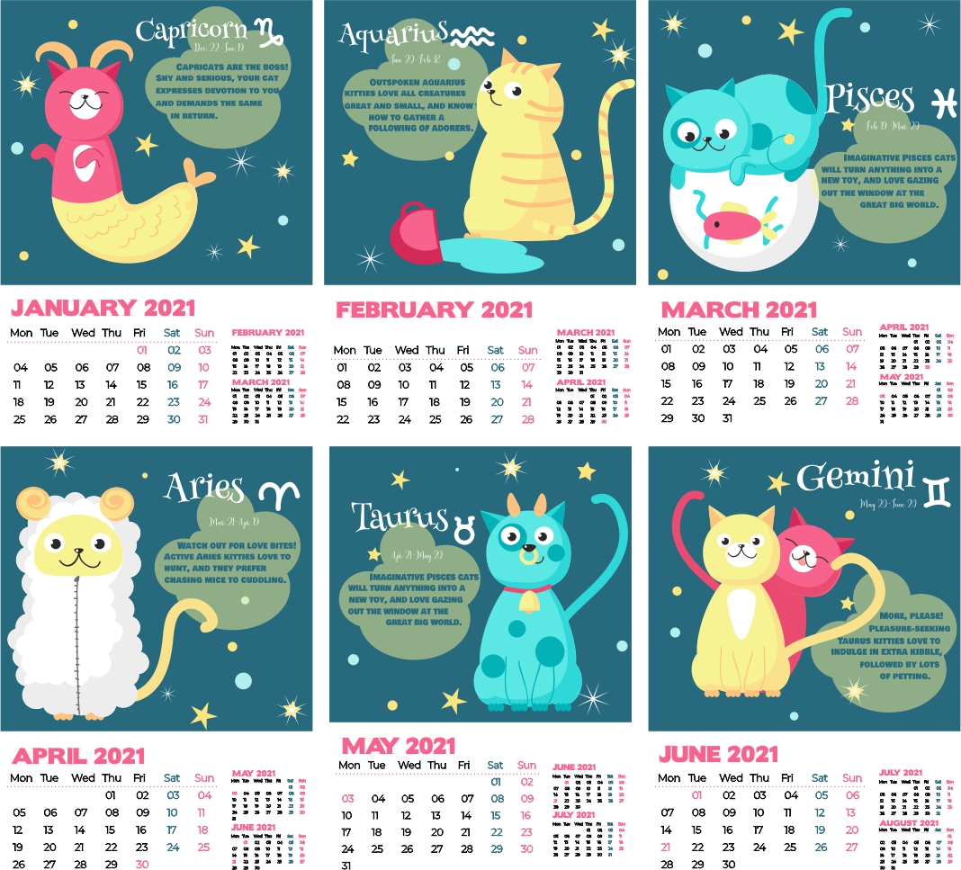 Calendar Cu Pisici 2021 Cu Zodii Cat Astrology Catryoshka