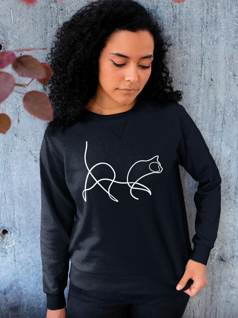 Sweatshirt One Line Cat