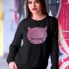 SWEATSHIRT CU PISICI NEGRU MEOW GLITTER ROSE GOLD