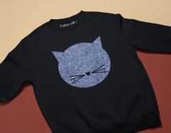 SWEATSHIRT CU PISICI NEGRU MEOW GLITTER SILVER 2