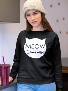 SWEATSHIRT MEOW CLASIC NEGRU