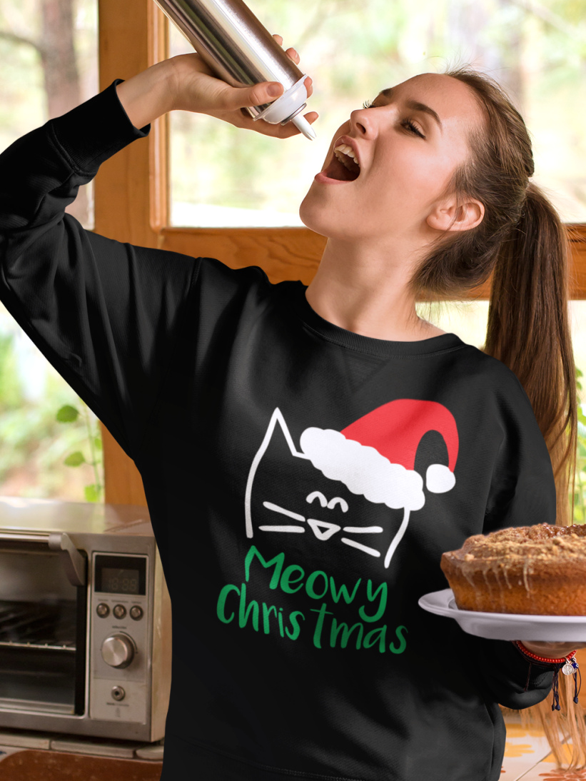 Sweatshirt cu Pisica Meowy Christmas