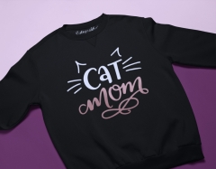 SWEATSHIRT NEGRU PISICI CAT MOM 2
