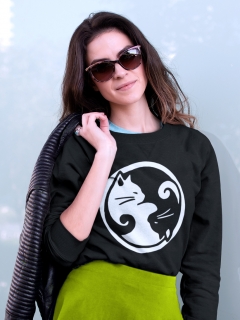 SWEATSHIRT NEGRU YIN YANG PISICI