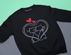 SWEATSHIRT PISICI INDRAGOSTITE NEGRU 2