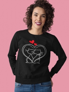 SWEATSHIRT PISICI INDRAGOSTITE NEGRU