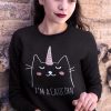 SWEATSHIRT PISICI NEGRU CATICORN