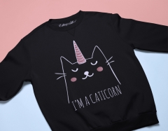 SWEATSHIRT PISICI NEGRU CATICORN 2