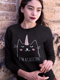 SWEATSHIRT PISICI NEGRU CATICORN