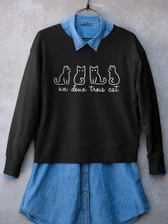 SWEATSHIRT NEGRU UN DEUX TROIS DETALIU