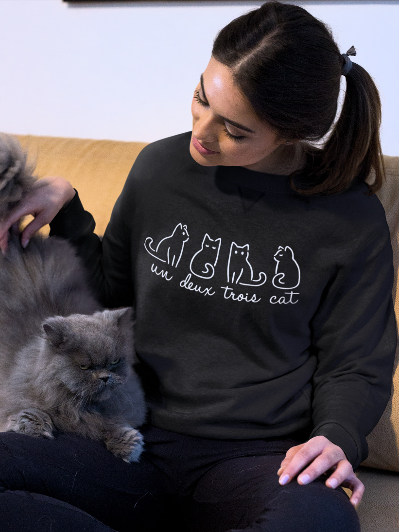 Sweatshirt cu Pisici Un Doix Trois Cat