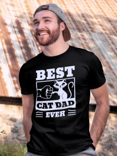 TRICOU BARBATI BEST CAT DAD EVER NEGRU