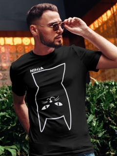 TRICOU BARBATI NEGRU NINJA CAT