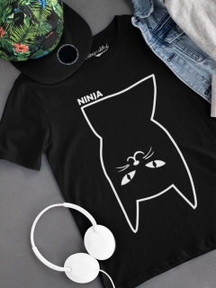 TRICOU BARBATI NEGRU NINJA CAT DETALIU 2