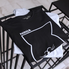 TRICOU BARBATI NEGRU NINJA CAT DETALIU